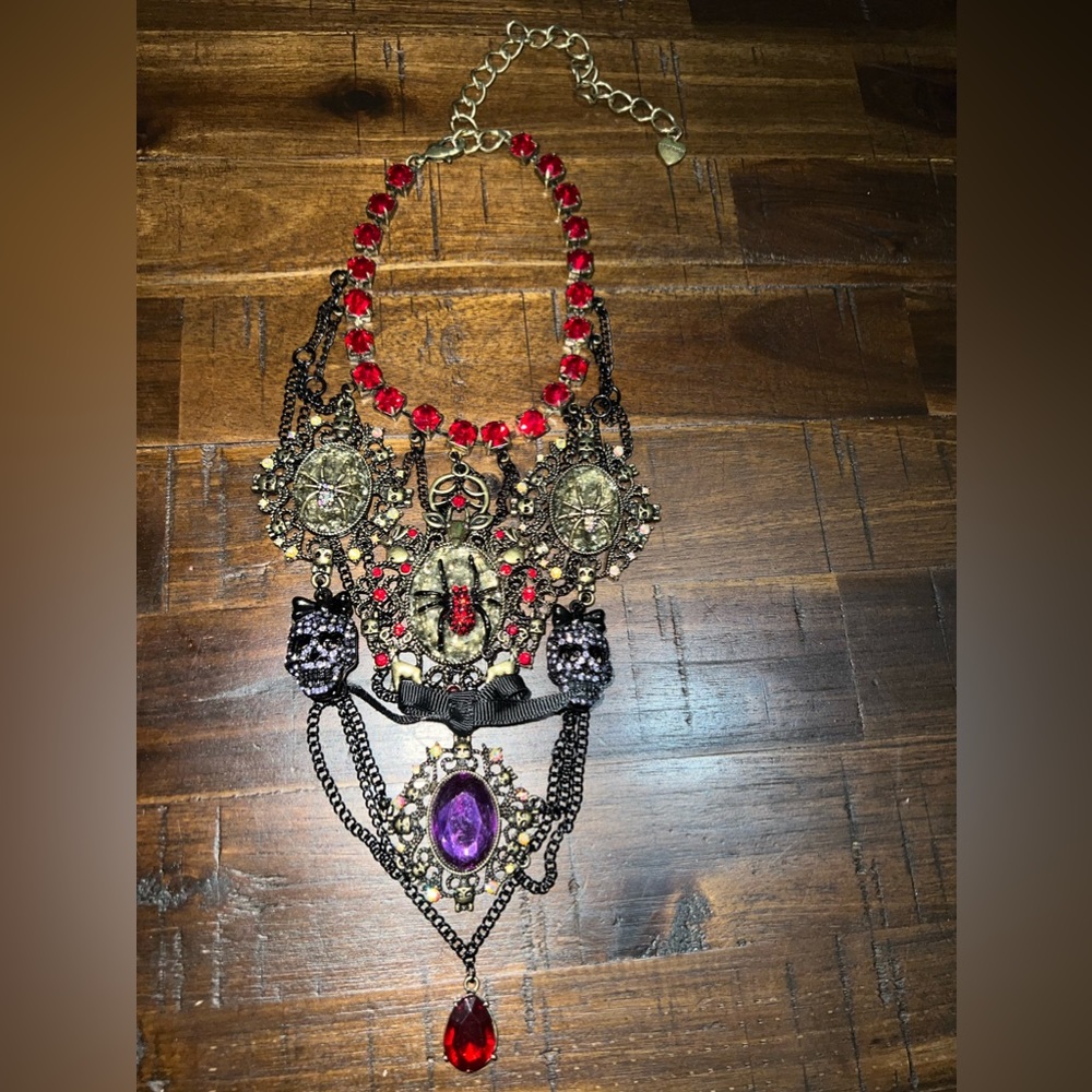 Betsey Johnson Dark Forest Spider Statement Necklace . SUPER RARE HTF Excellent